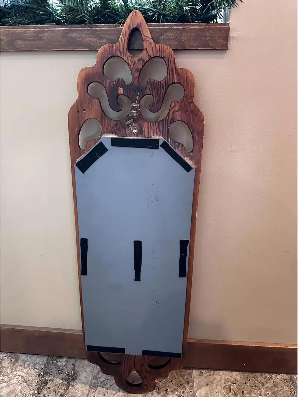 Vintage Carved Wooden Art Nouveau Style Wall Mirror